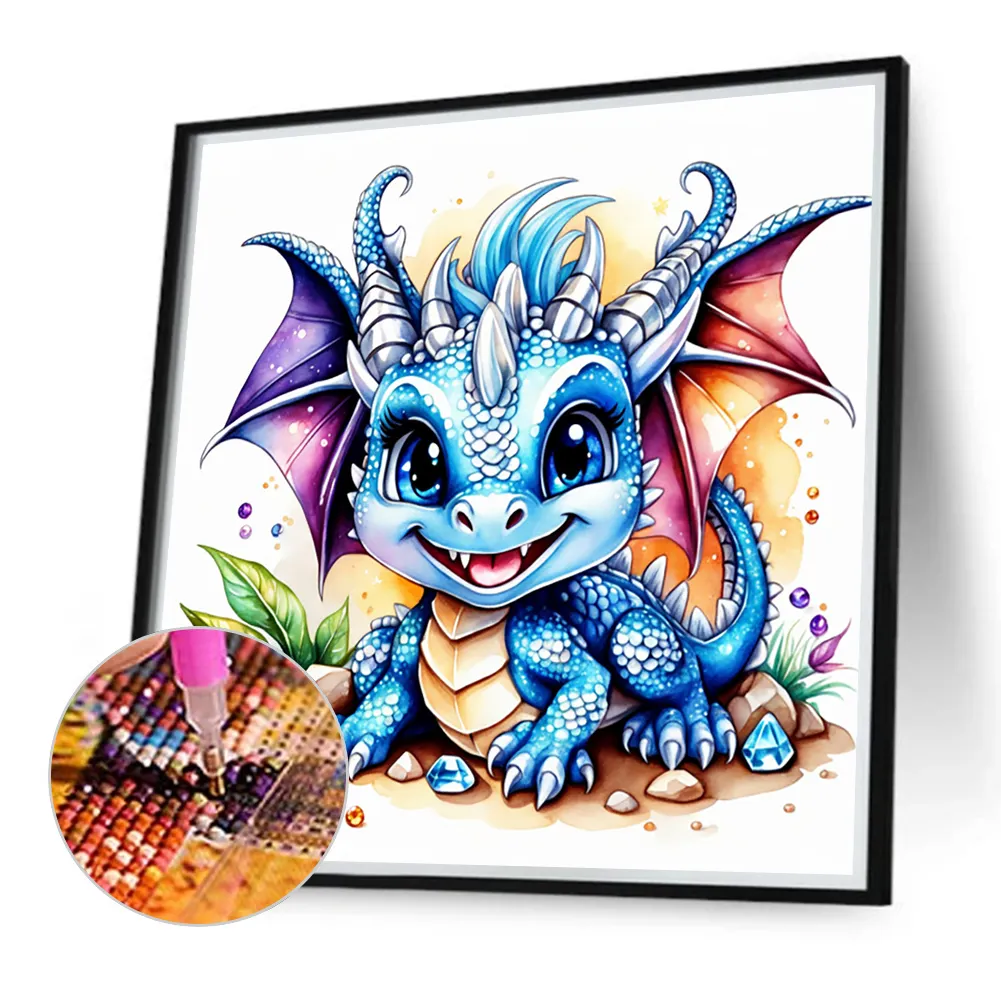 Full Round Diamond Painting 40*40cm - Gem Happy Dinosaur