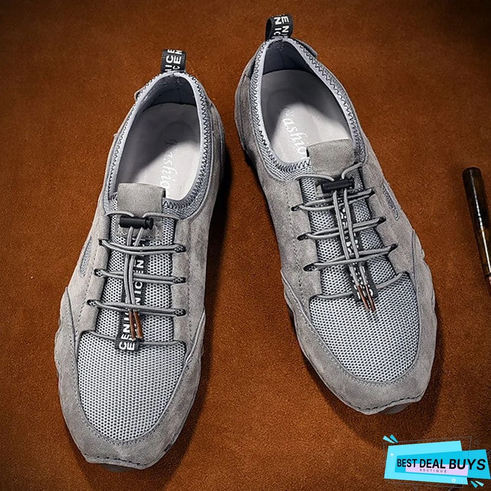 Men's Fall Casual Daily Loafers & Slip-Ons Walking Shoes Pigskin Breathable Non-Slipping Wear Proof Camel / White / Gray