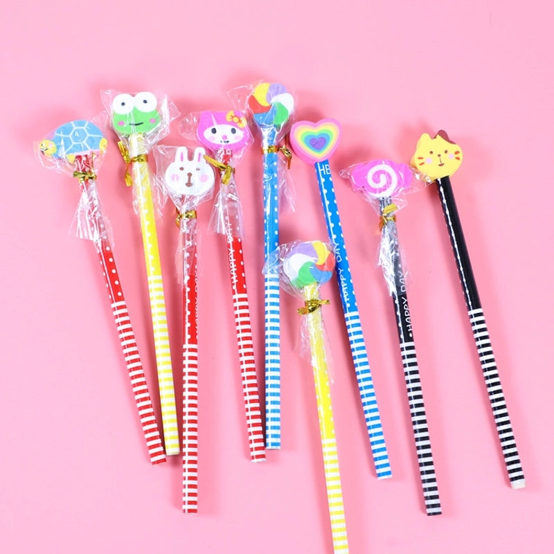 2 Pieces Cartoon Hb Eraser Student Pencil For Writing 1 Pcs