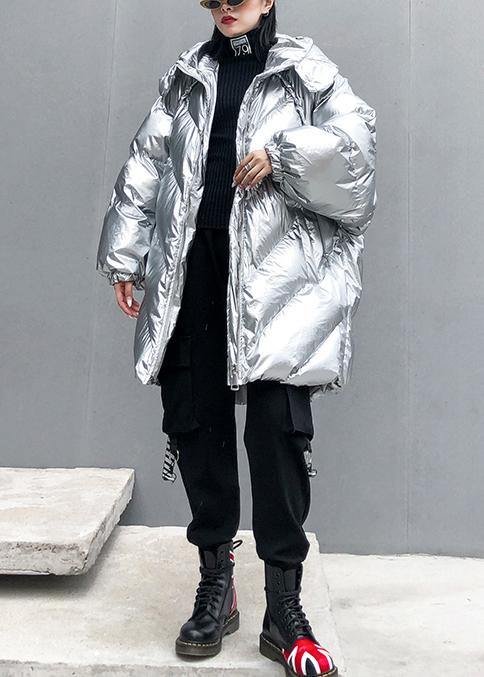2022 silver Parkas for women oversized down jacket winter outwear hooded