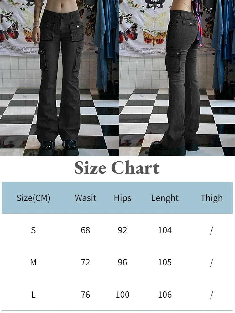 Jacuqeline 2022 Flare Flares Y2K Jeans Vintage Low Rise Pants Fairy Grunge Cargo Trousers Woman Streetwear Korean Baggy Jeans