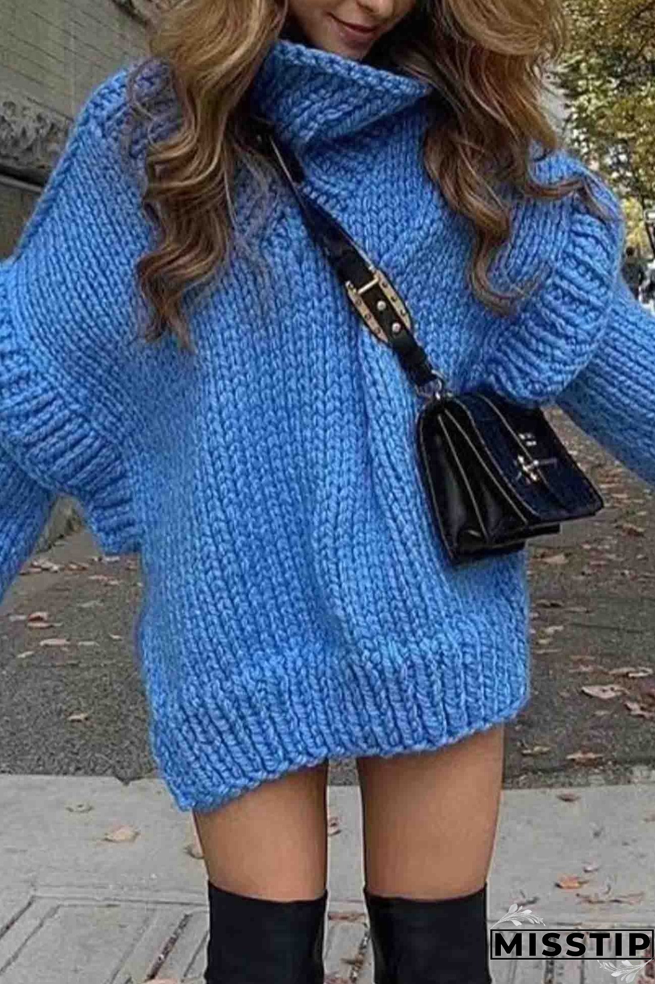 Solid Long Sleeve Cowl Neck Sweater