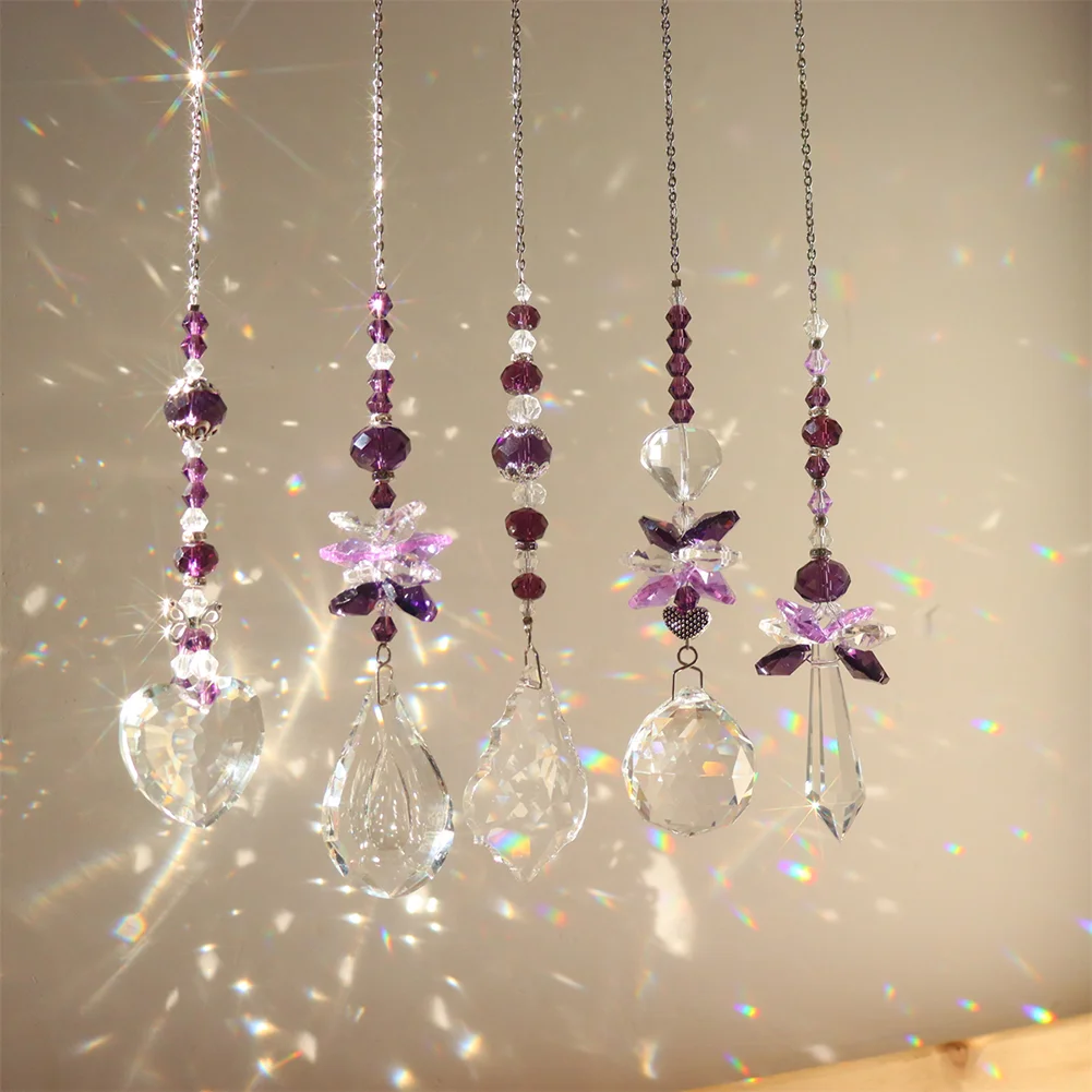 1/5pcs Crystal Wind Chime Garden Hanging Pendant Ornaments for Indoor Outdoor