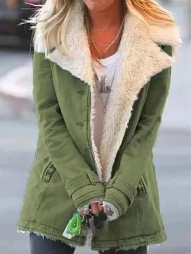 VChics Women's Solid Fleece Thermal Long Sleeve Coat
