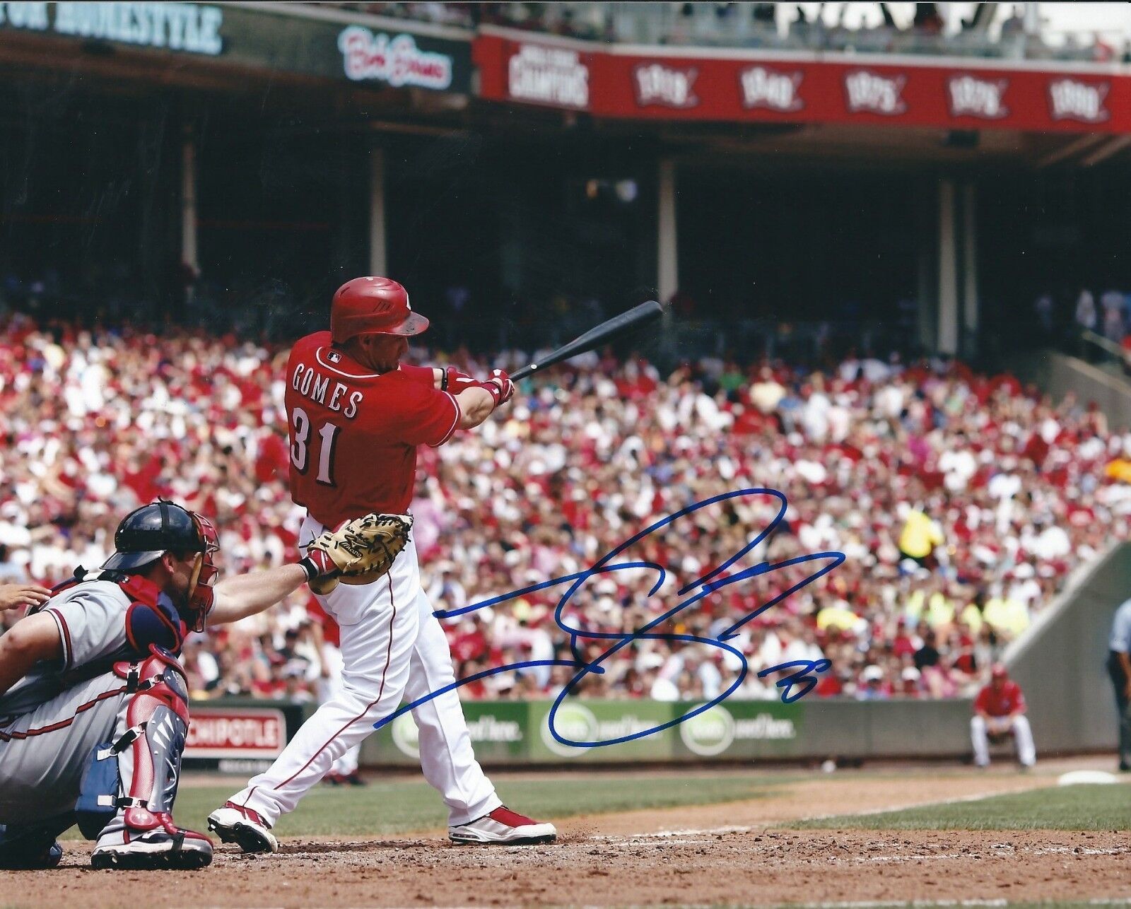 Autographed JONNY GOMES 8x10 Cincinnati Reds Photo Poster painting- COA