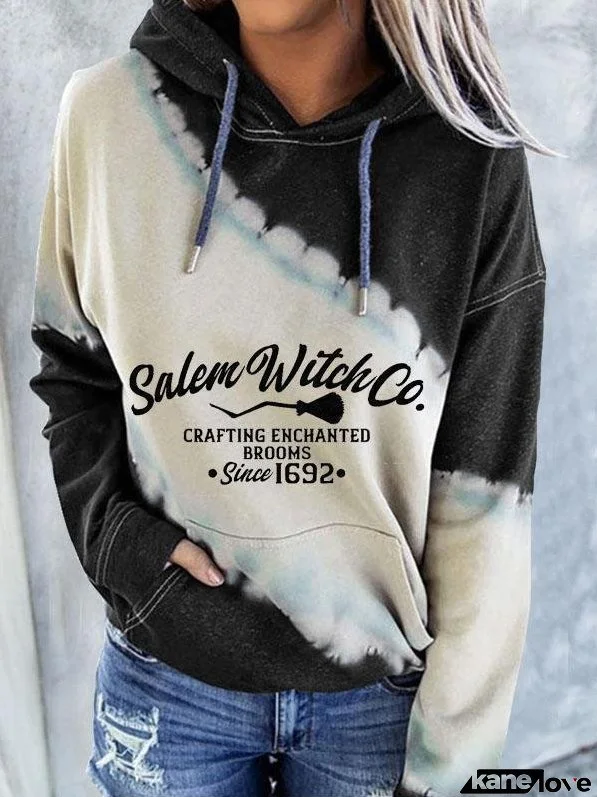 Women's Hoodies Contrast Letter Print Pocket Long Sleeve Hoodie