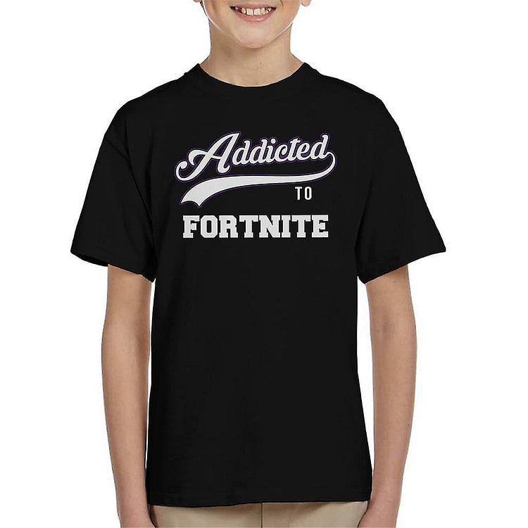 Addicted To Fortnite Varsity Font Kid's T-Shirt