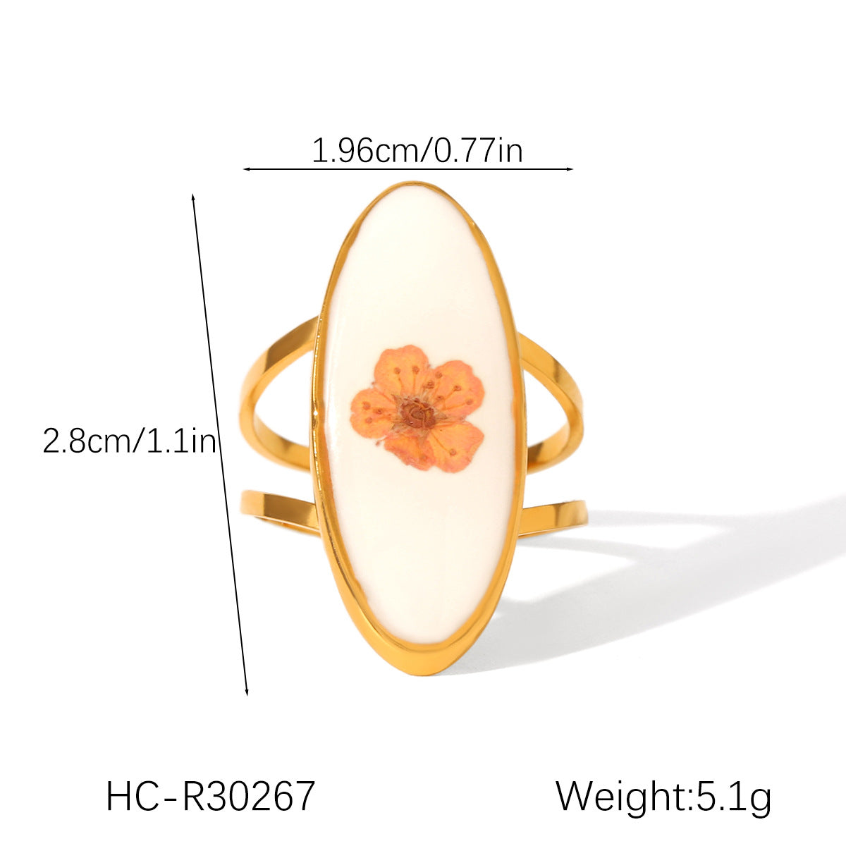 18K Gold Stainless Steel Ring Four-Leaf Clover Immortal Flower Titanium Steel Ring Small Daisy Flower Ring Female