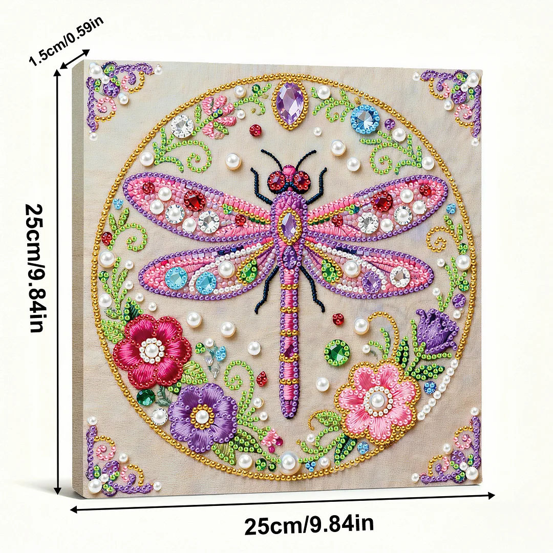 Dragonfly Art Diamond Painting Kit for Adults Home Decor 25x25cm With Frame
