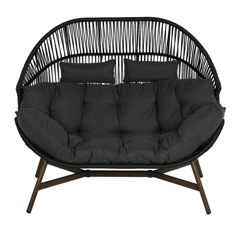 GRAND PATIO HOLAND Outdoor & Indoor Black Wicker Egg Chair With Cushion