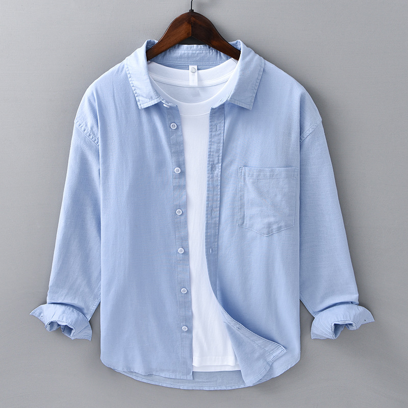 Men's Vintage Button Down Casual Linen Blend Shirt  artssus