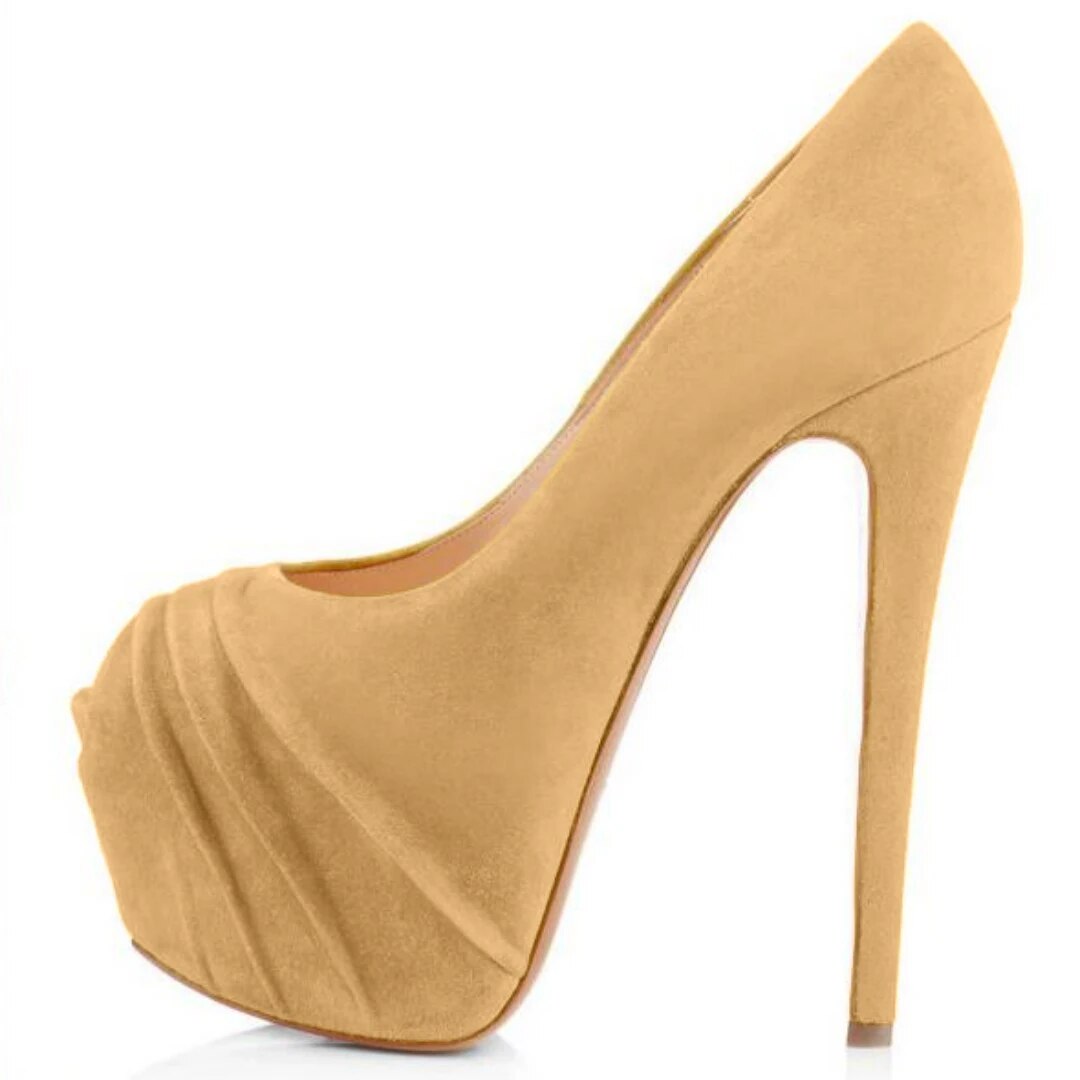 TAAFO Women's High Heels Peep Toe Pumps And Four Season Shoes 