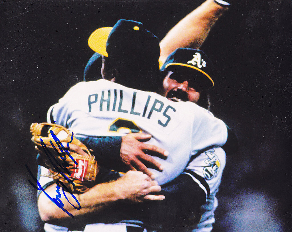 TONY PHILLIPS OAKLAND A'S ACTION SIGNED 8x10