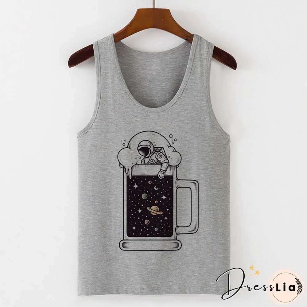 Womens Sexy Vest Tank Tops T-Shirt Summer Camisole Universe Print Fashion Streetwear