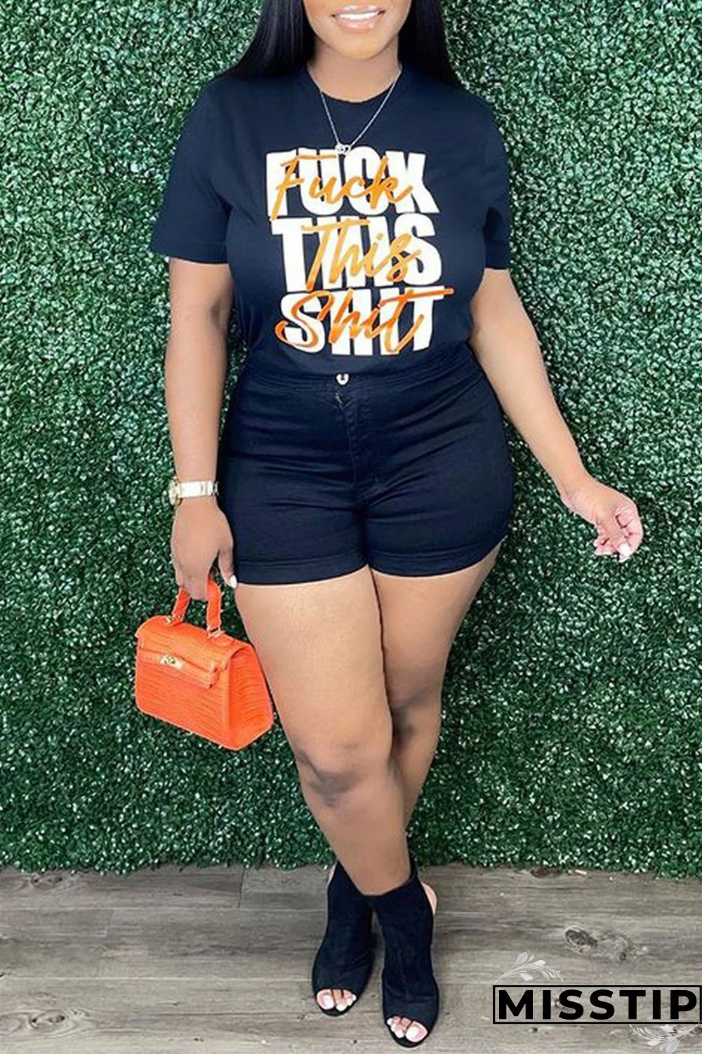 White Fashion Casual Letter Print Basic O Neck T-Shirts