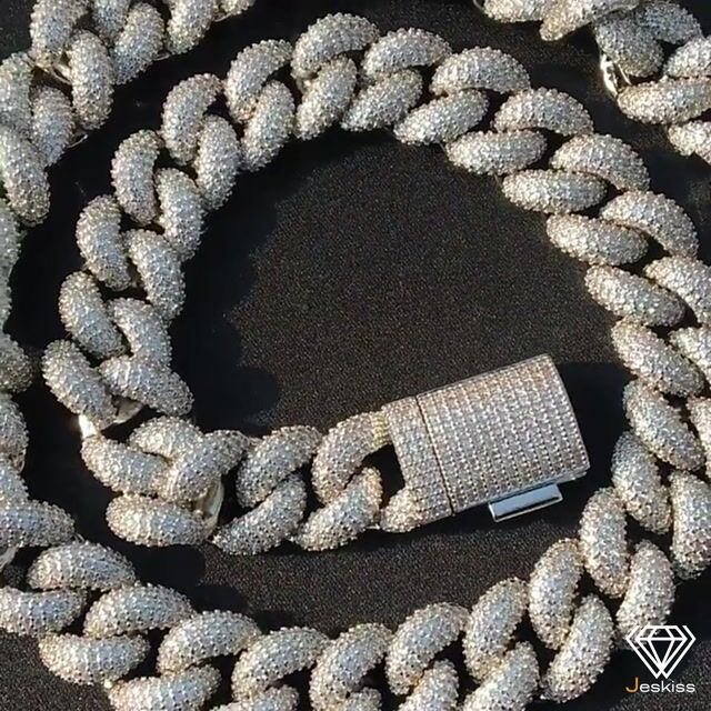 14MM 3D Iced Out Full 3A Bling CZ Stone Cuban Chain