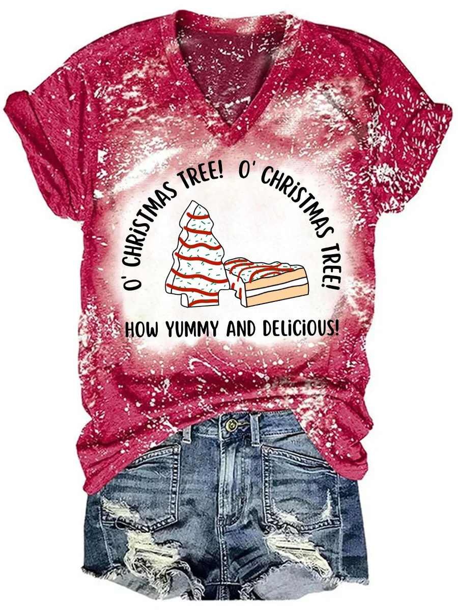 O Christmas Tree How Yummy And Delicious Tie Dye V-neck T-shirt