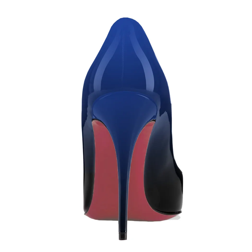 100mm Gradient Color Heels Party Daily Pumps Blue Black-vocosishoes