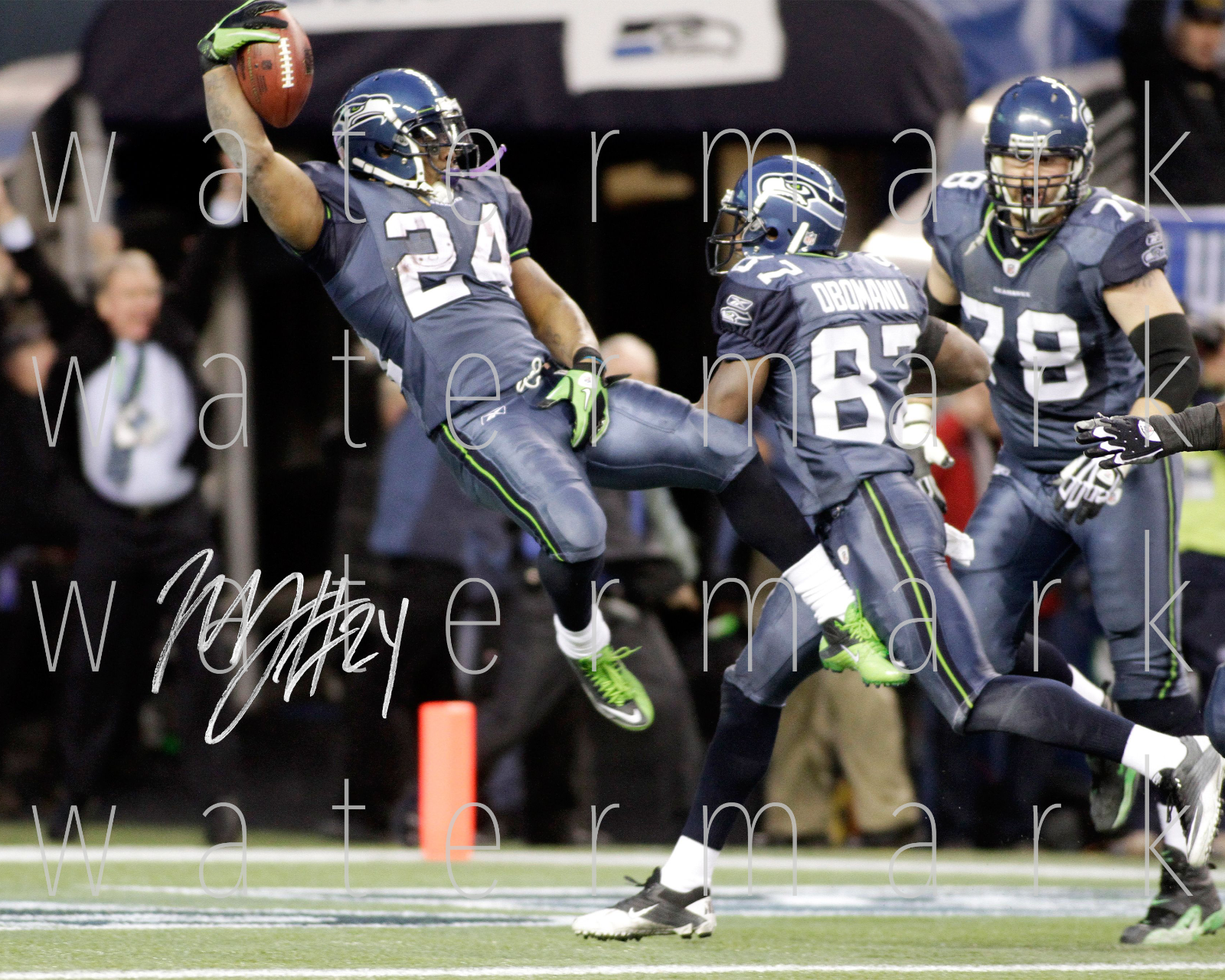 Marshawn Lynch Seattle Seahawks NFL signed 8X10 print Photo Poster painting poster autograph RP