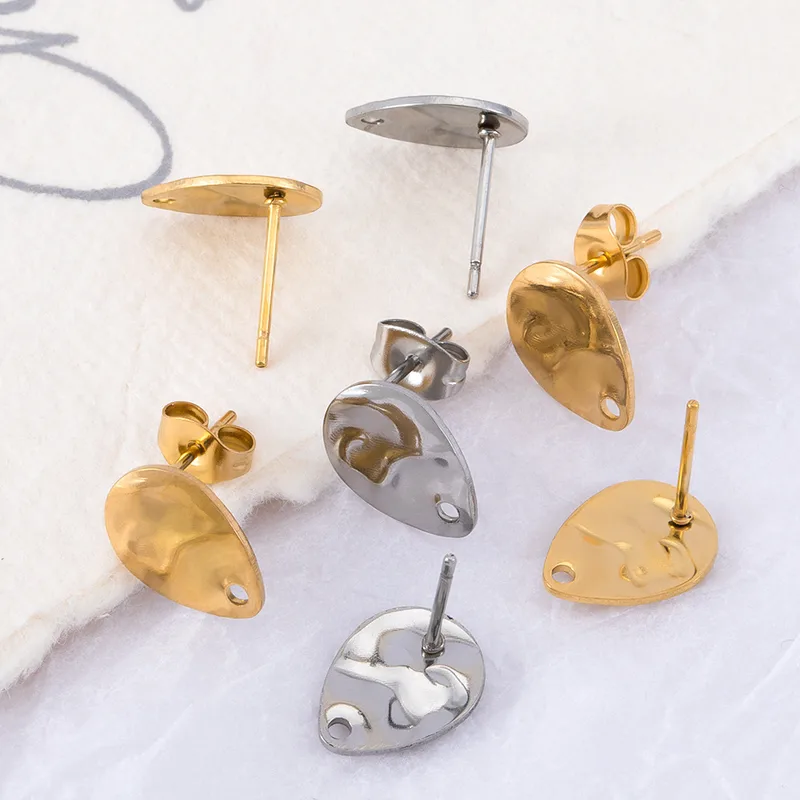 10 PCS/Package 12 * 9mm Hole 1~1.9mm 304 Stainless Steel Geometric Polished Earring Findings Jewelry Accessories