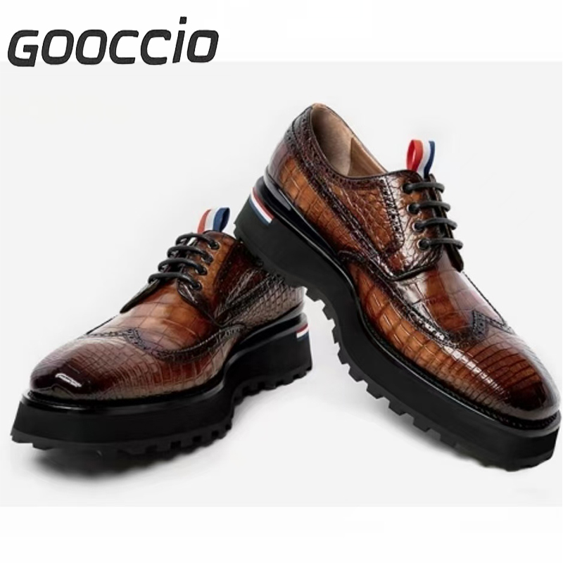 MY215 Prenium Crocodile Leather Dress Shoes/Derby Shoes For Men GOOCCIO   