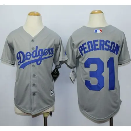 Dodgers #31 Joc Pederson Grey Cool Base Stitched Youth MLB Jersey