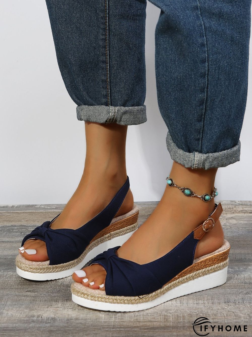 Bow Weave Fish Mouth Wedge Sandals | IFYHOME