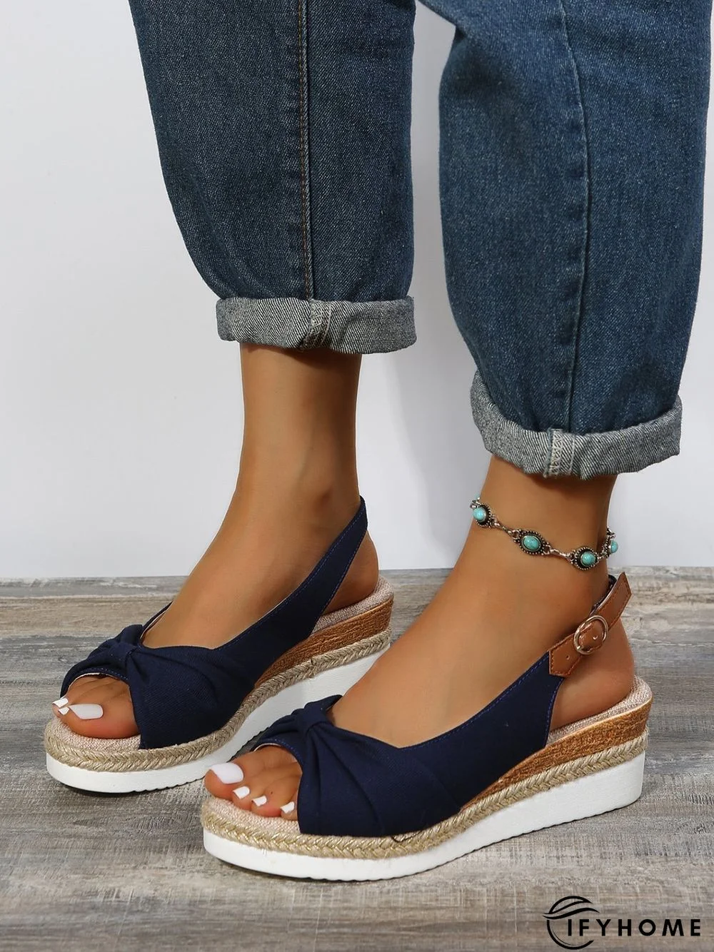 Bow Weave Fish Mouth Wedge Sandals | IFYHOME