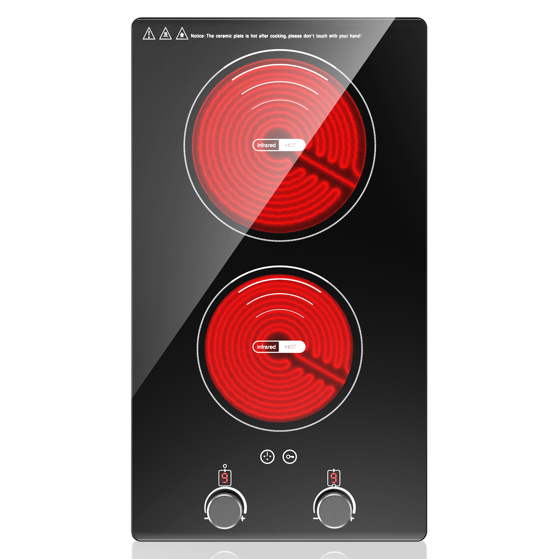 VBGK Electric Cooktop,110V Electric Stove Top with Knob Control, 9 ...