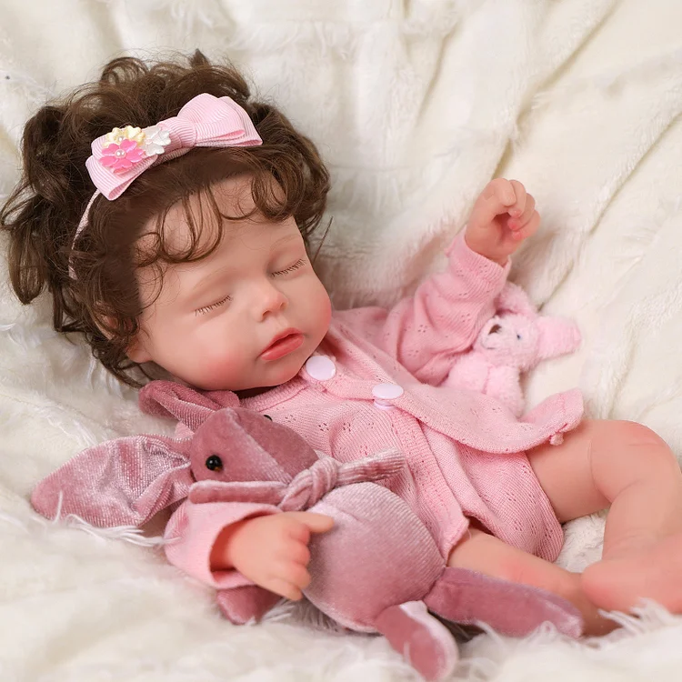 Babeside Lucy 12'' Full Silicone Realistic Reborn Baby Doll Sleeping Sweet Girl Pink