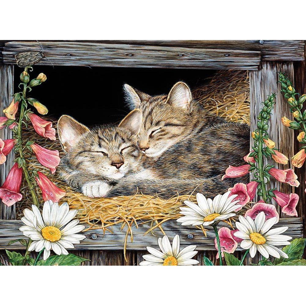 

40*30CM - Cat - Round Drill Diamond Painting, 501 Original