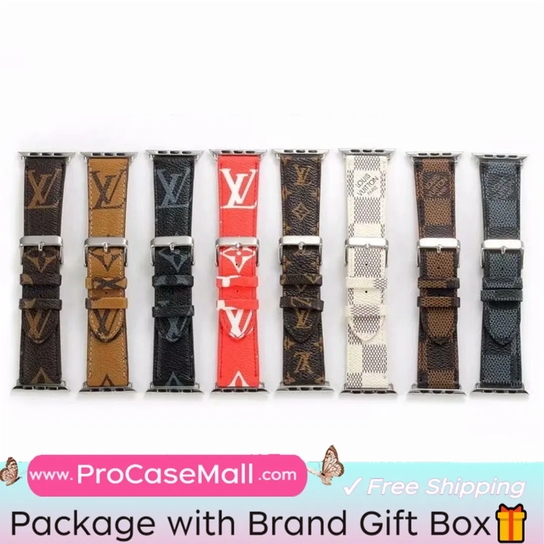 Classic LV Monogram Leather Checkerboard Canvas Apple Watch Strap