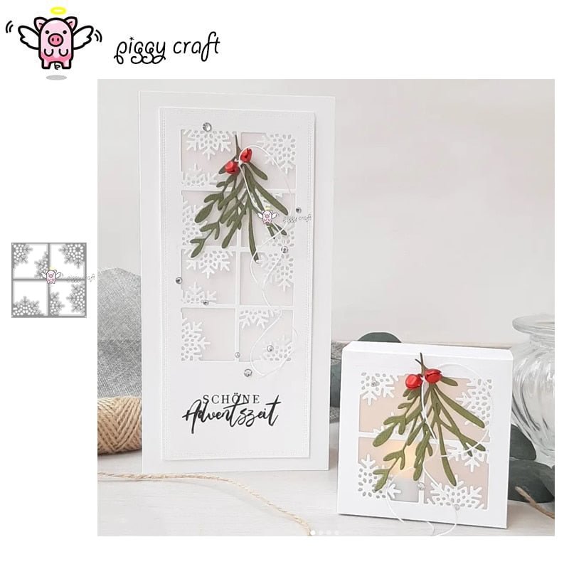 Piggy Craft metal cutting dies cut die mold Snowflake frame Scrapbook paper craft knife mould blade punch stencils dies