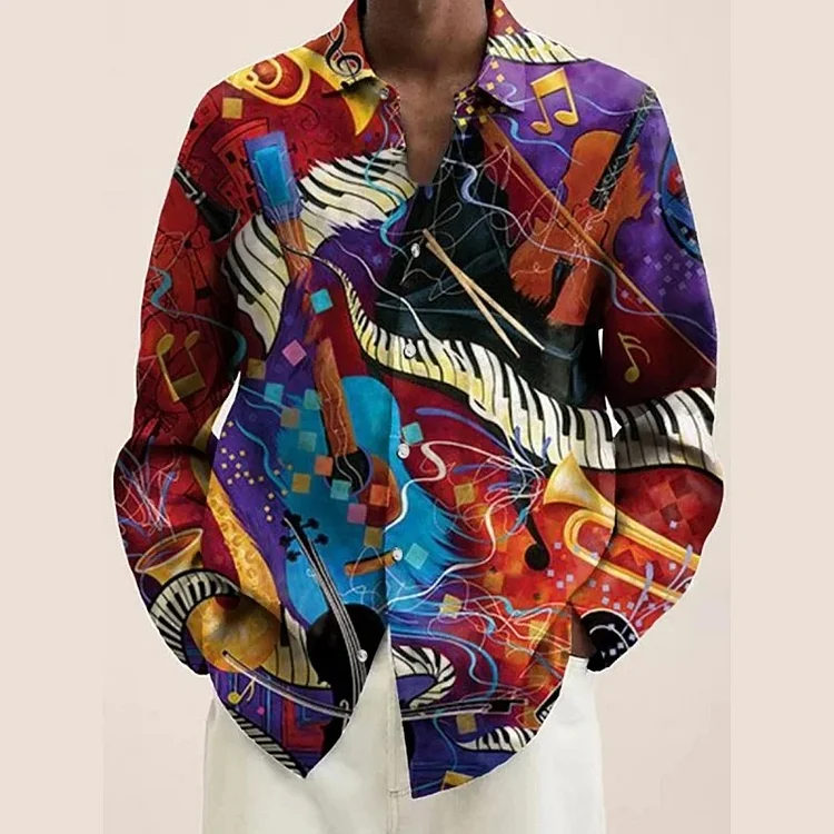 Traceeye Music 3D Printed High Quality Men Shirt Man/Women Casual Fashion Long Sleeves Shirts Button Lapel Tops Oversized Unisex Clothing