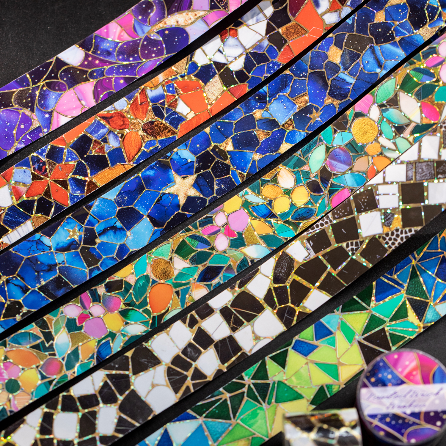 PET 테이프 - 컬러 벽돌 조각 시리즈 빈티지 패턴 브론징