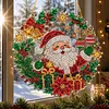 5D Crystal Gem Painting Kit Santa Wreath Window Hanging 9.45x9.45in