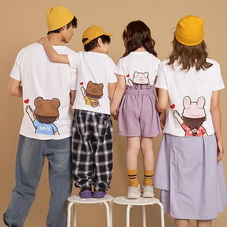 Letter Love Heart Print Family Matching T-Shirt - Modakawa Modakawa