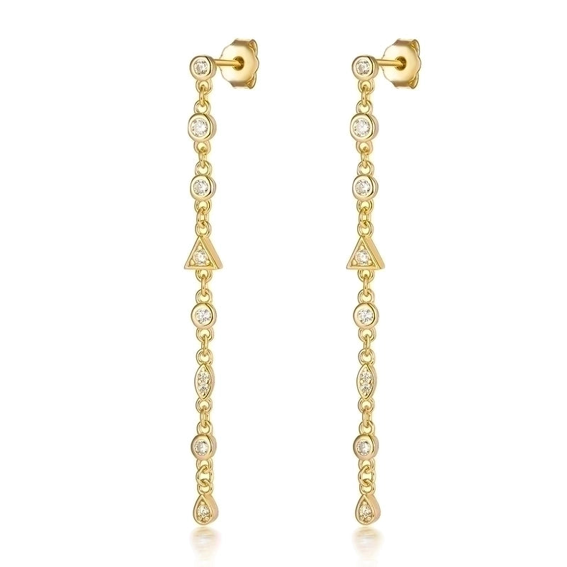 1 Pair 925 Sterling Silver Zircon Geometric Solid Color Ear Line