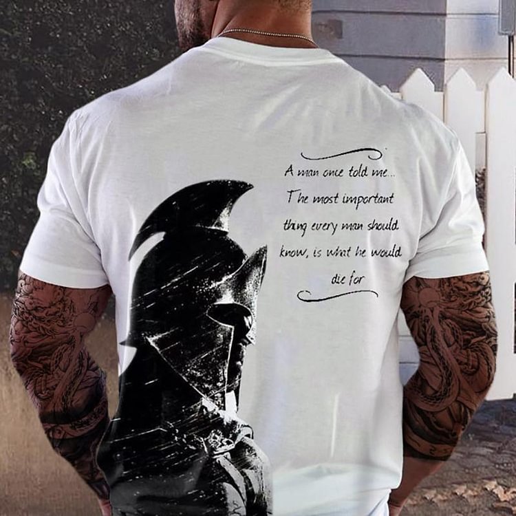 Warrior letter printed short-sleeve T-shirt