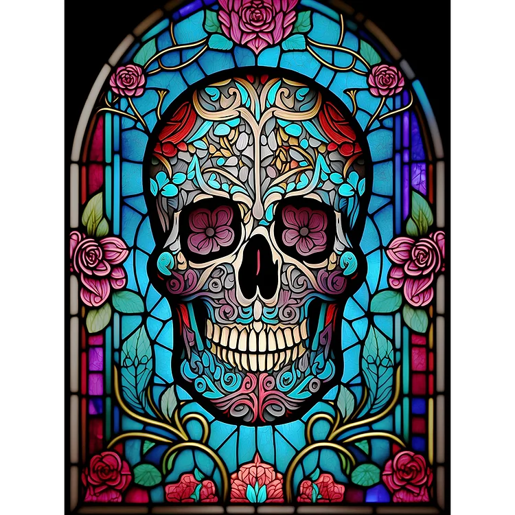 Skull Stained Glass Paint By Numbers - NumPaints - Paint by numbers