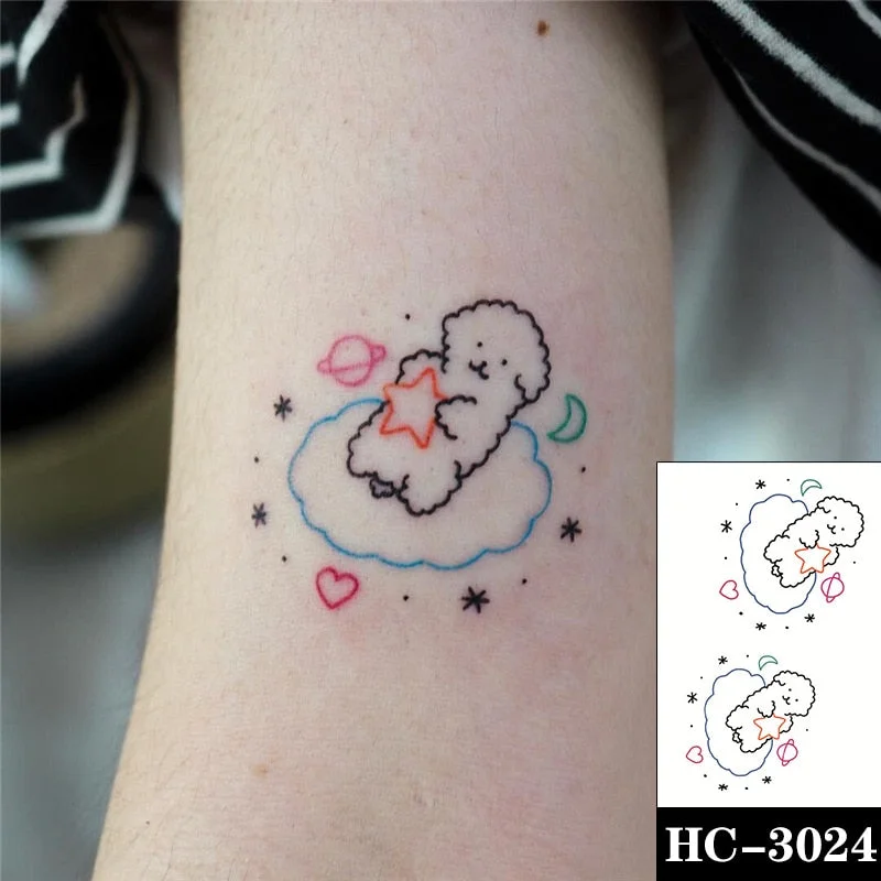 Waterproof Temporary Tattoo Sticker Cartoon Carousel Pattern Heart Moon Body Art Fake Tattoos Flash Tatoos Arm Ear for Men Women