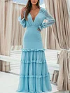 Solid Color Deep V-Neck Puff Sleeves Maxi Dress