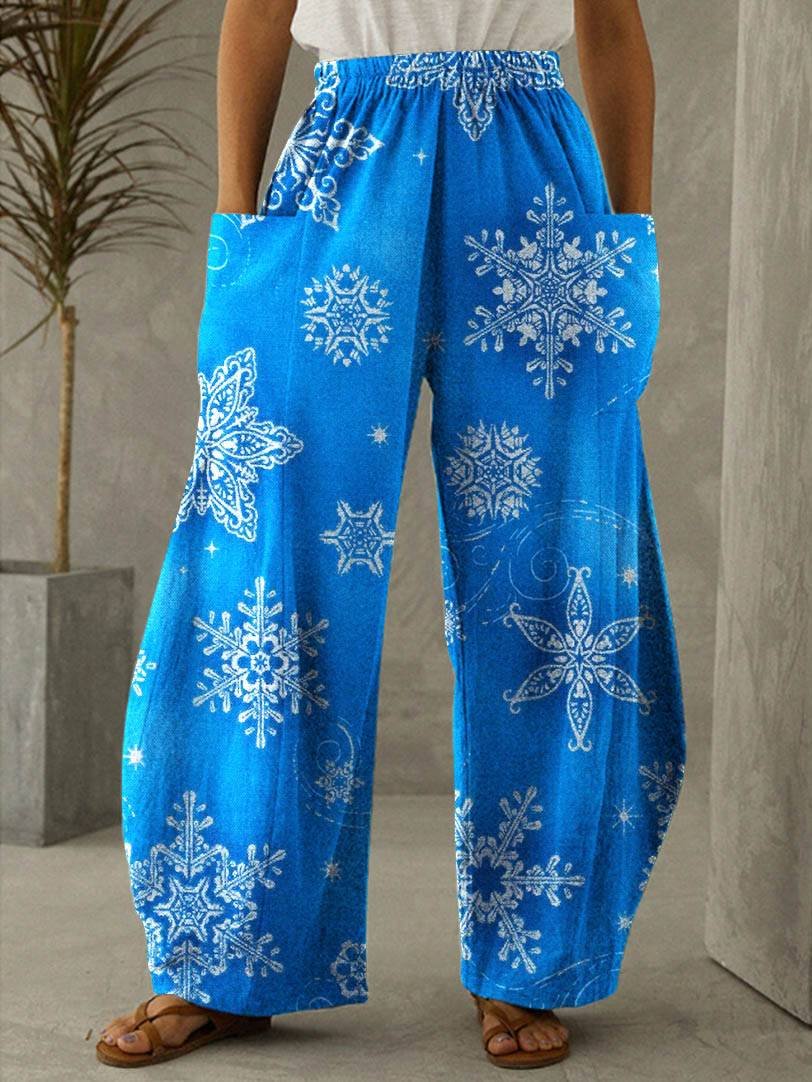 Christmas Snowflake Print Casual Loose Pants
