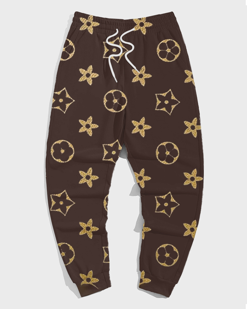 Men's Plus Size Fun Flower Prints Hoodie Suit