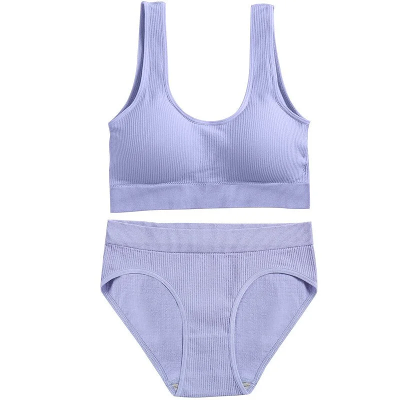 New Sexy Women Lingerie Underwear Camis And Panty Set Top Bra Set Ultra-thin Bras For Woman Cropped Top Underpants 6 Solid Color