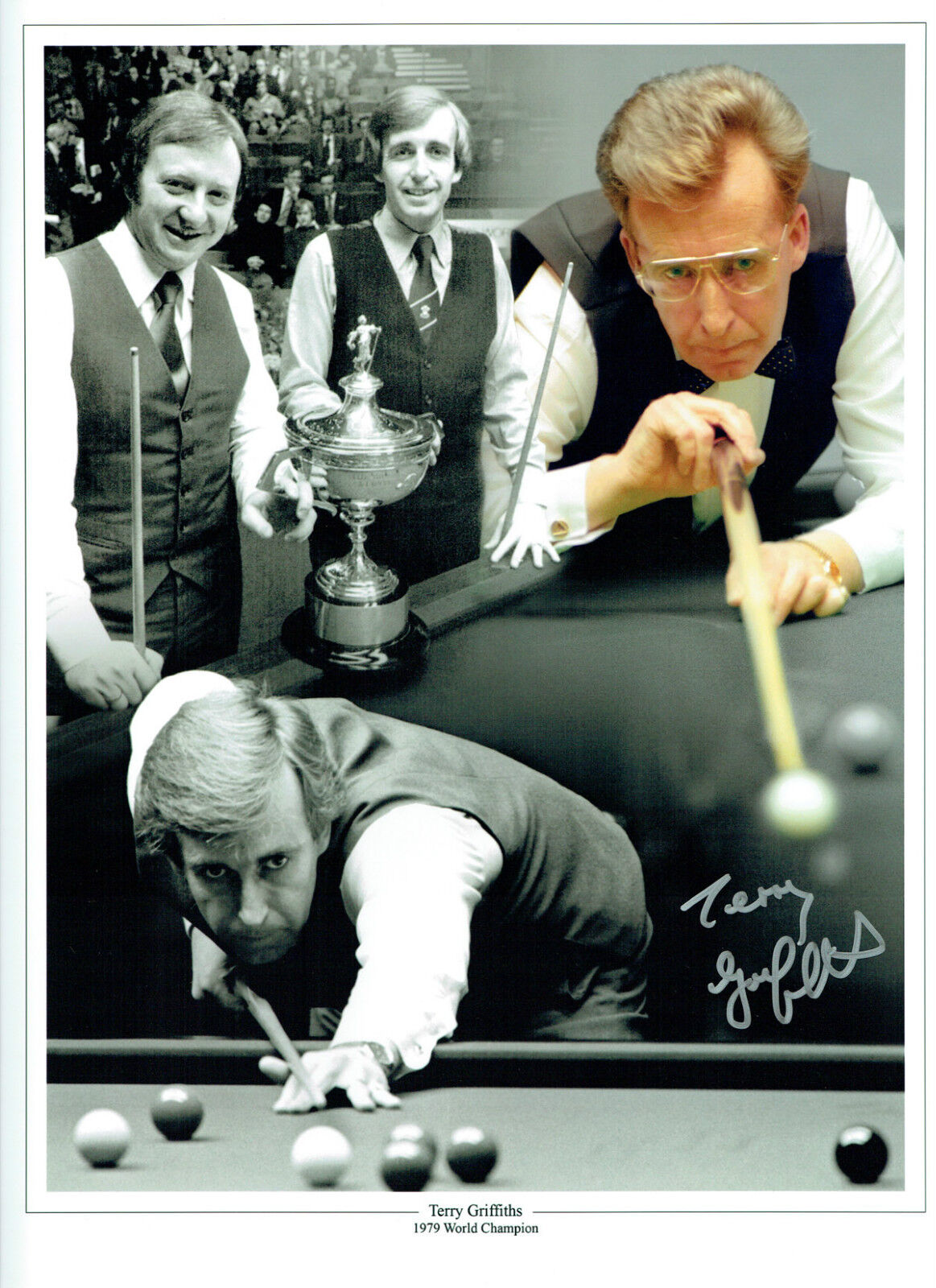 Terry GRIFFITHS Signed Autograph 16x12 SNOOKER Montage Photo Poster painting AFTAL COA