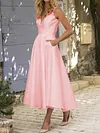 Deep V-Neck Empire Backless Party Midi Dress