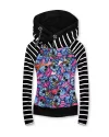 Stripe Cartoon Characters Print Hooded Top