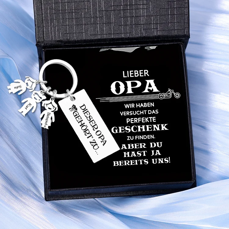 Kettenmachen Personalisierbare 3 Namen Schlüsselanhänger-Dieser Opa gehört zu-Geschenk für Großvater