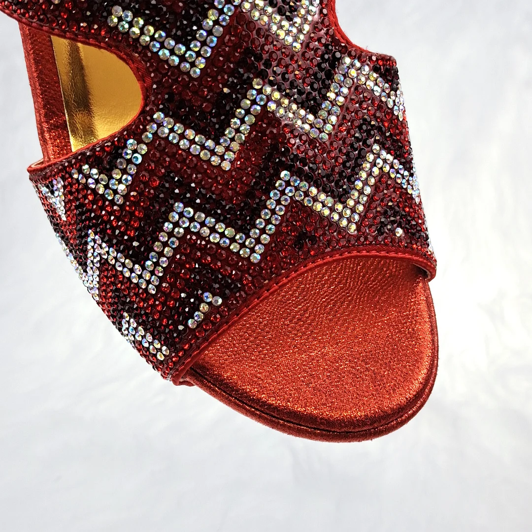 QSGFC Fashionable and noble Red Color ladies shoes shoes with diamond decoration